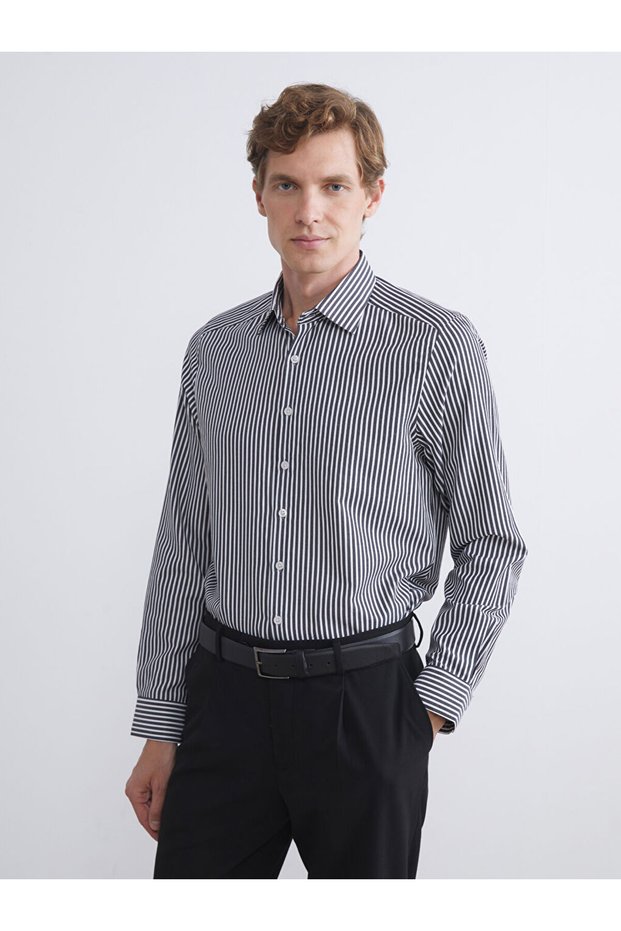 Esvab • Modern & Distinctive Slim Fit Long Sleeve Striped Poplin Men's Shirt
