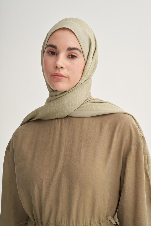 Vector Monogram Floş Şal Soft Yeşil - 2