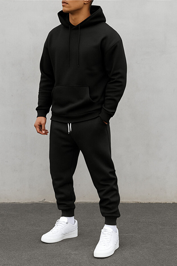 Men's Hooded Sweatshirt and Sweatpants Set – Oversize – 3 Thread Fabric