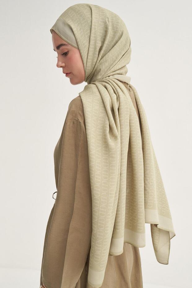 Vector Monogram Floş Şal Soft Yeşil - 1