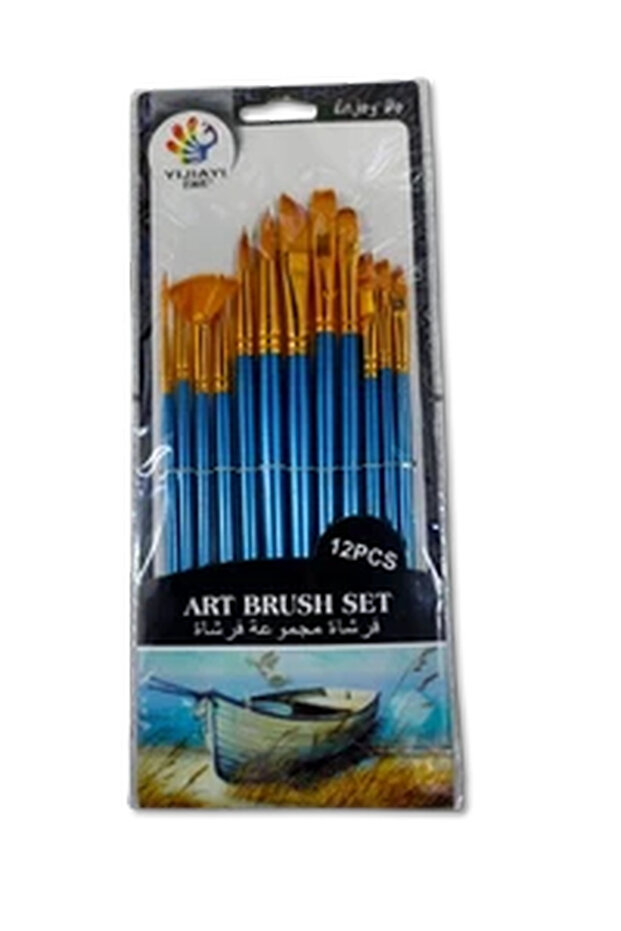 Artist Mixed Shapes Synthetic Bristle Painting Brushes Set (12 Pieces)
