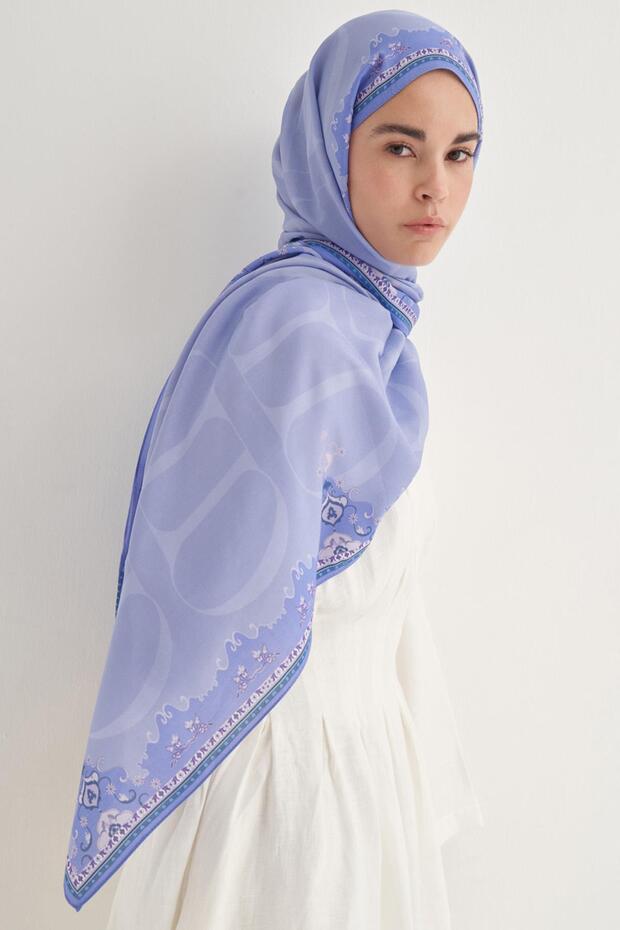 Luxe Floral Monogram Flush Shawl Lilac