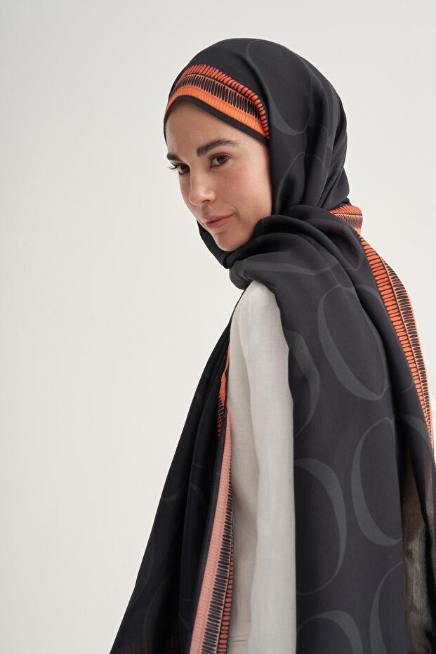 Side Monogram Floş Şal Siyah - 4