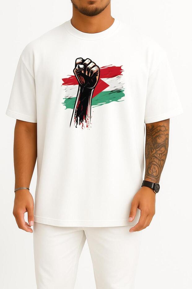 Oversize Free Palestine Chest Design Unisex T-Shirt