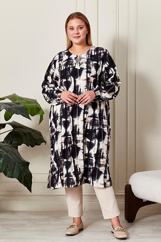 تونيك نسائي برباط مقاس كبير - 5