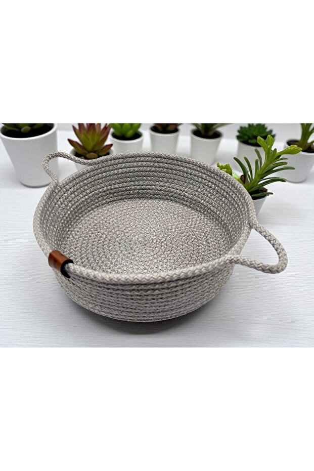Jüt İpten Hasır Örgü Ekmeklik 18*6 GRİ - 3
