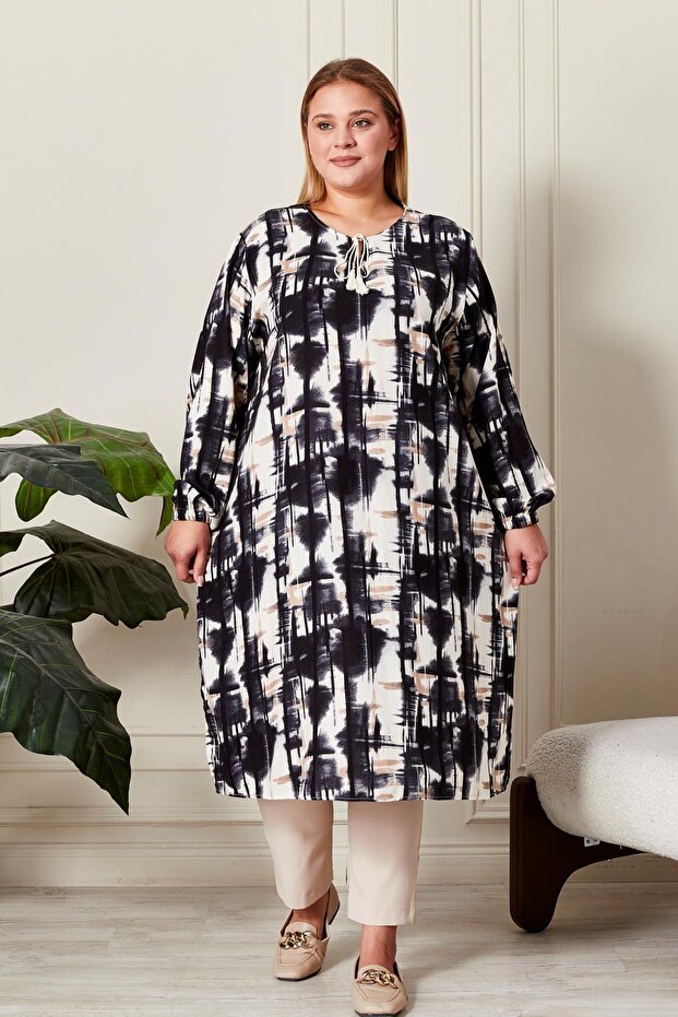 تونيك نسائي برباط مقاس كبير - 4