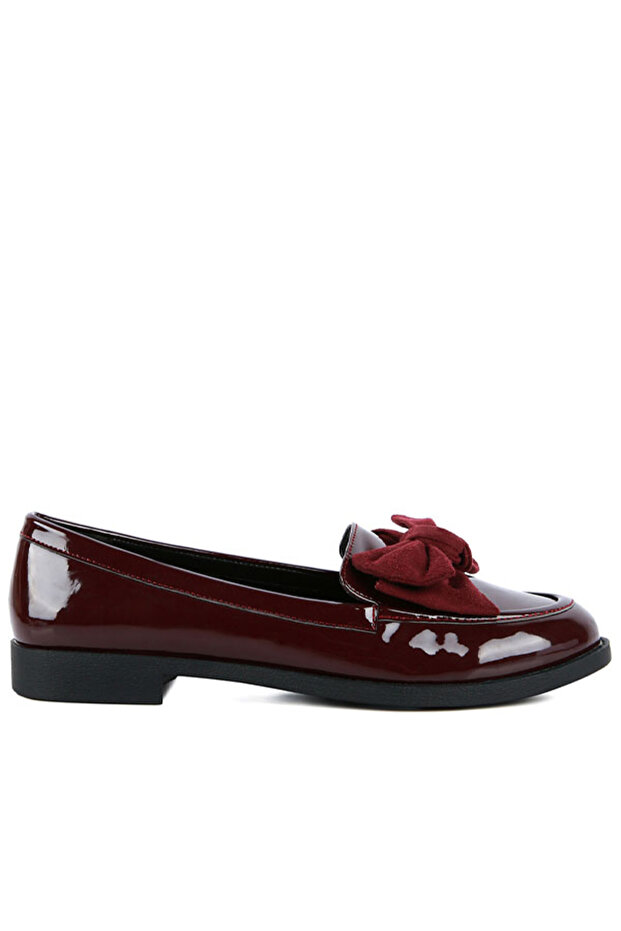 Women Burgundy Bow-Tie Loafers