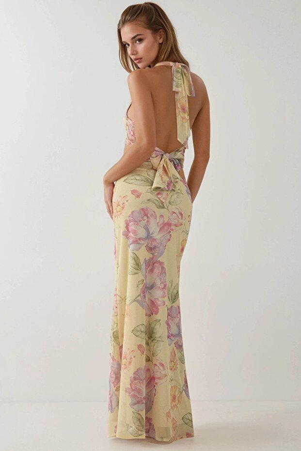 Choker Yaka Çiçekli Bluz - 5