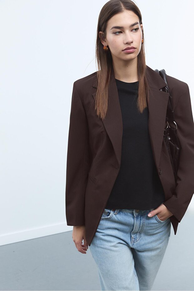 Belden Oturtmalı Düğmeli Blazer - 1