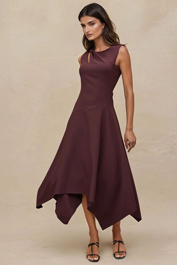 Detailliertes Midikleid mit Fenster - 1