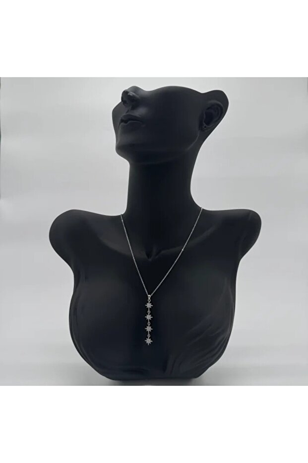Steel Silver Star Detail Y Necklace - Silver