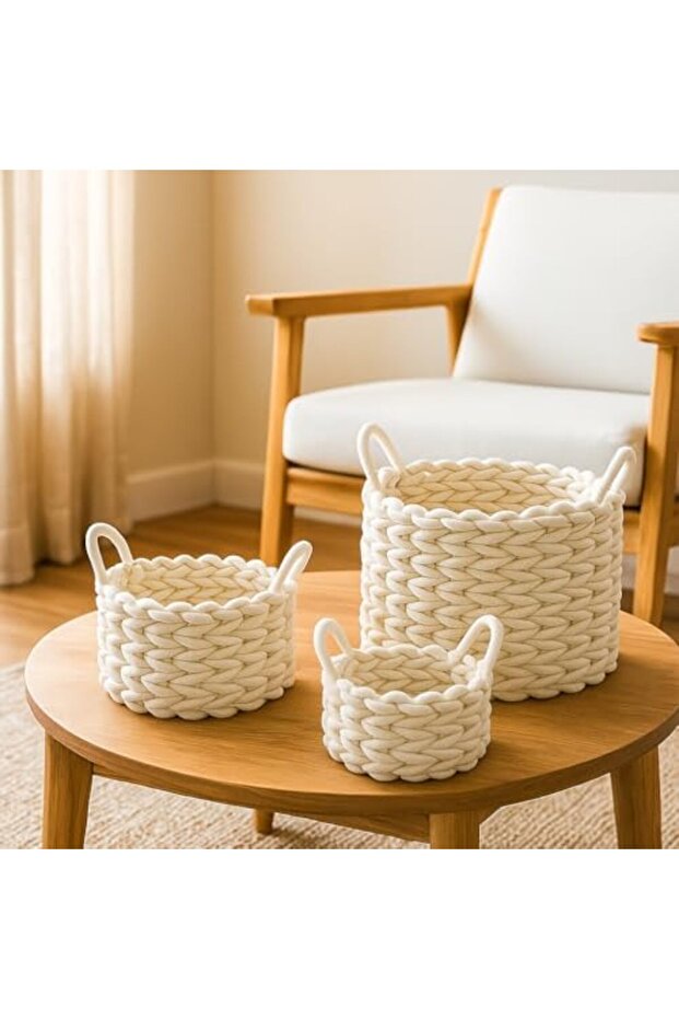 FFD Plant Baskets – Set of 3 Woven Cotton Rope Bins