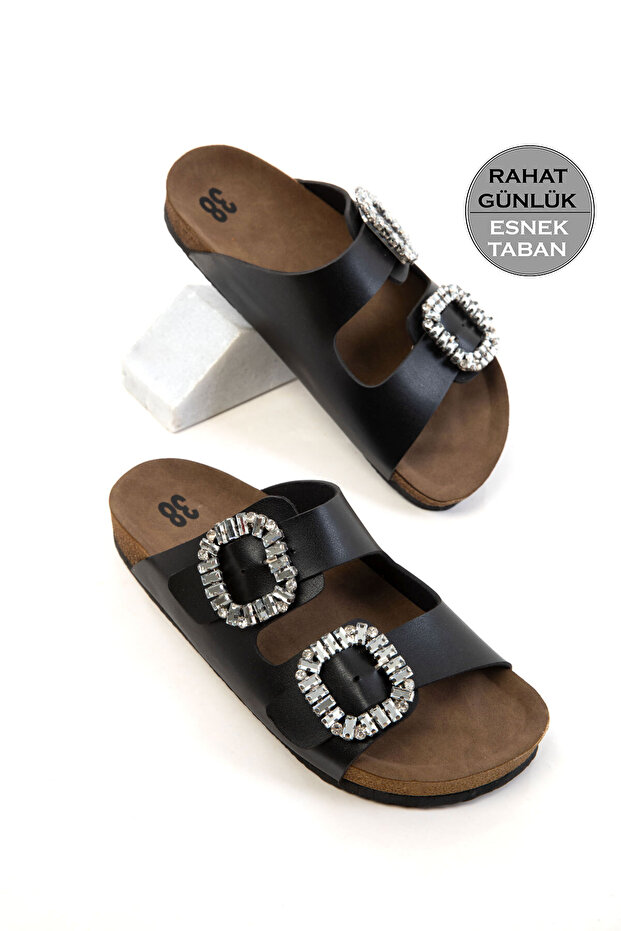 Black Women's Slippers 20679
