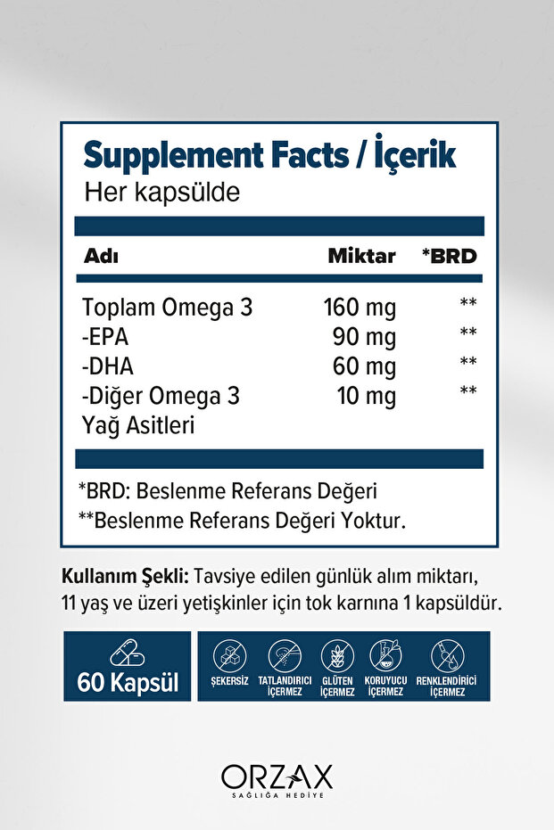Orzax 500mg Saf Balık Yağı Limon Aromalı Blister 60 Kapsül - 2