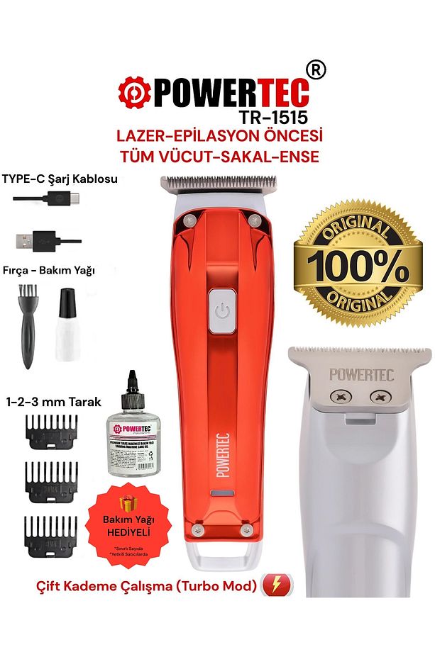 TR-1515 Lazer-Epilasyon Öncesi Tüm Vücut Tıraş Makinesi Sakal-Ense-Vücut - 1