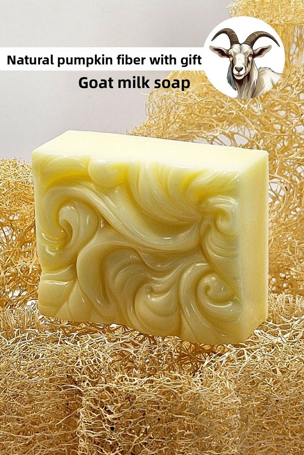 Decorative Goat Milk Soap with Glycerin - Natural Pumpkin Fiber with Gift and in Special Box - 110 Grams