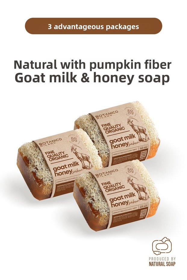3 Pack Pumpkin Fiber Natural Goat Milk and Honey Soap