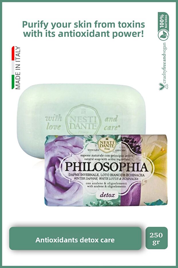 Philosophia Detox Solid Soap 250 Gr | Detox and Brightening | Laurel, Lotus Flower