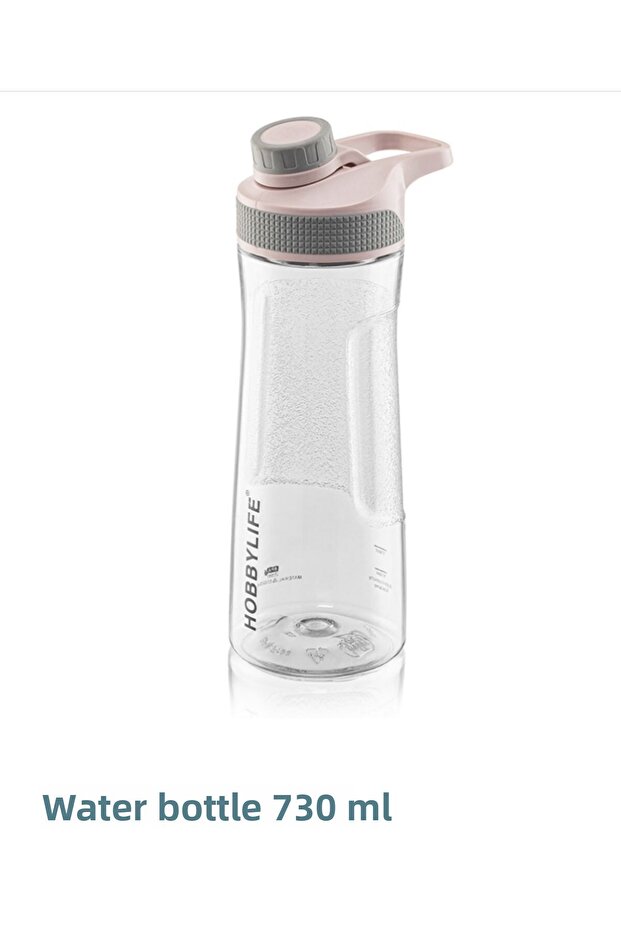Transparent Sports School Office Water Bottle 730ml Pink