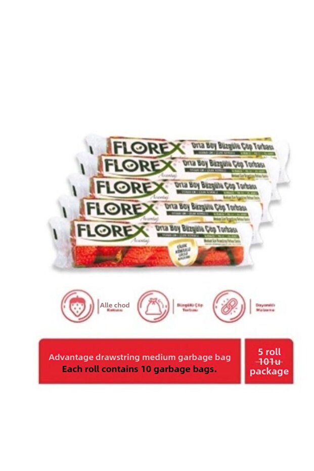 أكياس قمامة متوسطة الحجم برباط برائحة الفراولة × 5 لفات - 2