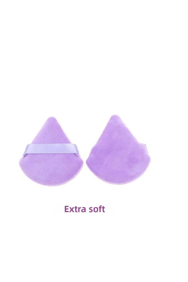 2 Pieces Purple Triangle Cotton Washable Velvet Puff Face Contour Makeup Cloth Sponge Cosmetic Foundation