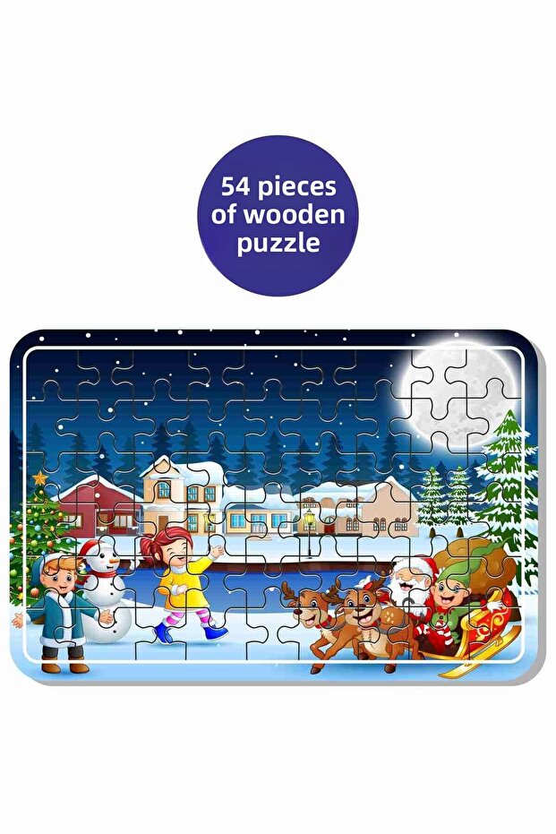 Santa Claus, Snowman, Christmas, Gift 54 Piece Puzzle
