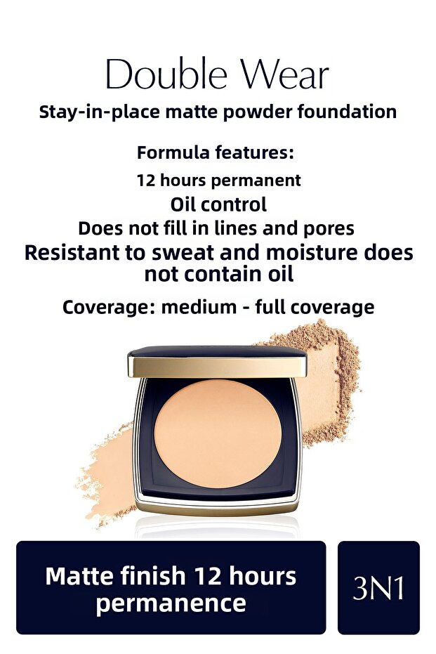 Double Wear Stay-In-Place Matte Powder Foundation - 3N1 Ivory Beige
