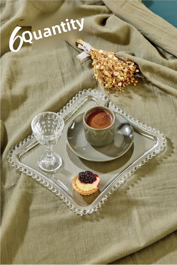 6 Pieces Decorative Coffee Presentation Tray Mica Crystal Tray