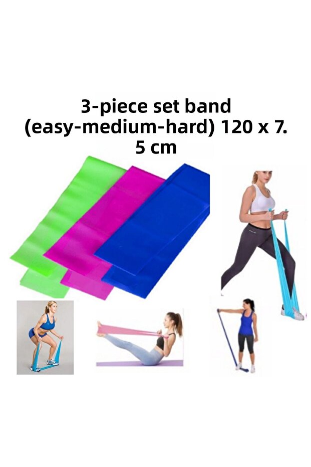 3 Pieces Pilates Band (Light Medium Hard) Stretching Health Band