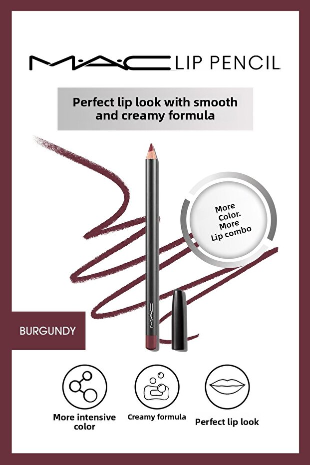 Creamy Lasting Lip Liner - Lip Pencil Burgundy Burgundy 1.45 g