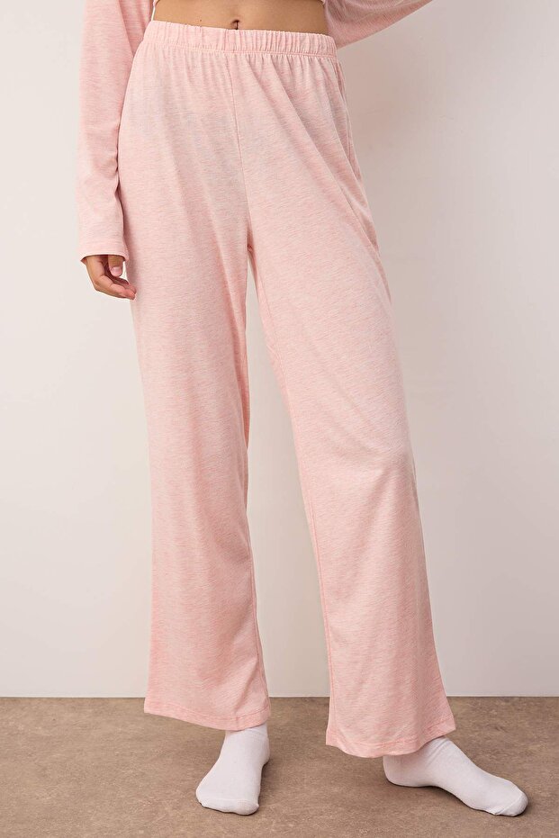 Pembe Pamuklu Dantel Detaylı Örme Pijama Takımı THMAW26PT00051 - 3