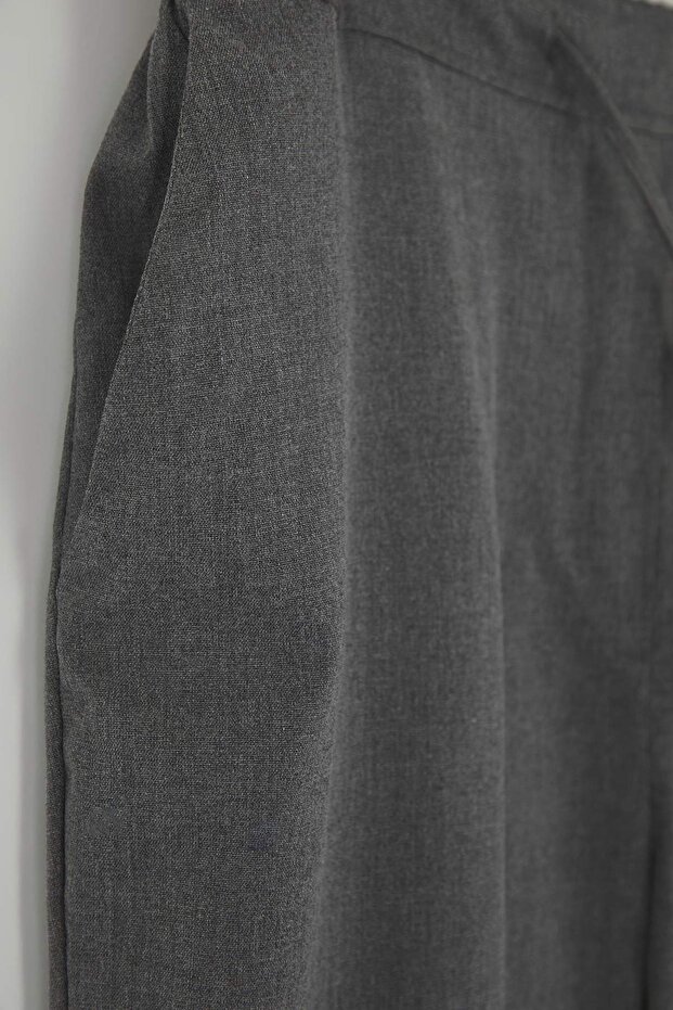 Gri Bağcıklı Dokuma Büyük Beden Pantolon TBBAW26AR00013 - 6