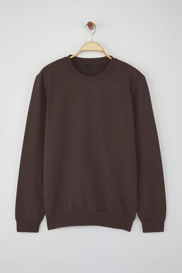 Kahverengi Regular/Normal Kesim İçi Polar/Sıcak Tutan Sweatshirt TMNAW21SW1208 - 3