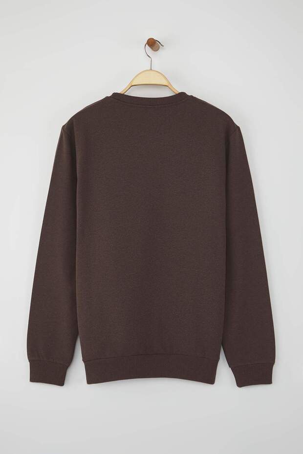 Kahverengi Regular/Normal Kesim İçi Polar/Sıcak Tutan Sweatshirt TMNAW21SW1208 - 5