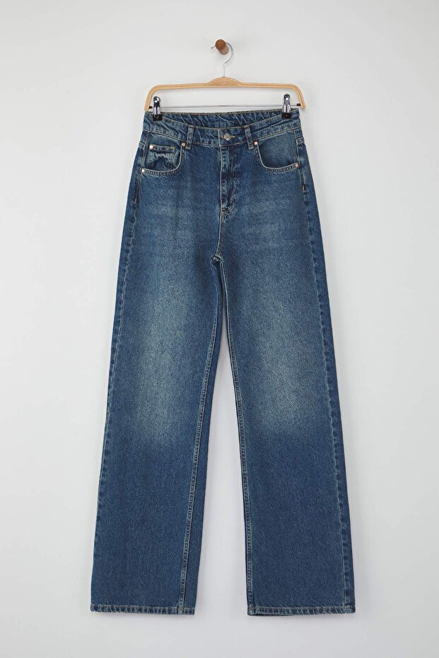 Mavi Yüksek Bel Geniş Paça Wide Leg Jeans TWOAW26JE00082 - 5