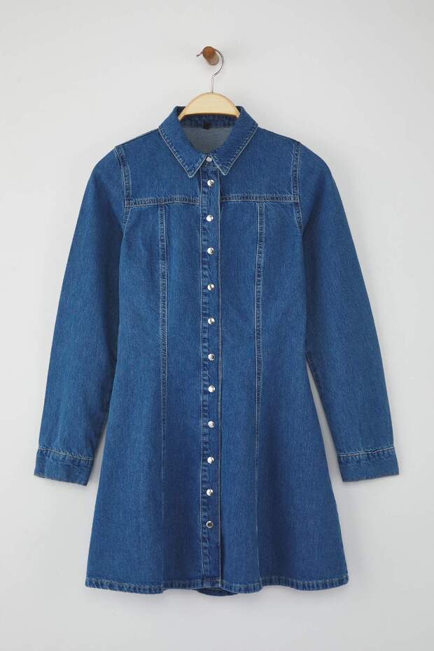 Mavi Mini Denim Gömlek Elbise TWOAW26EL00034 - 5