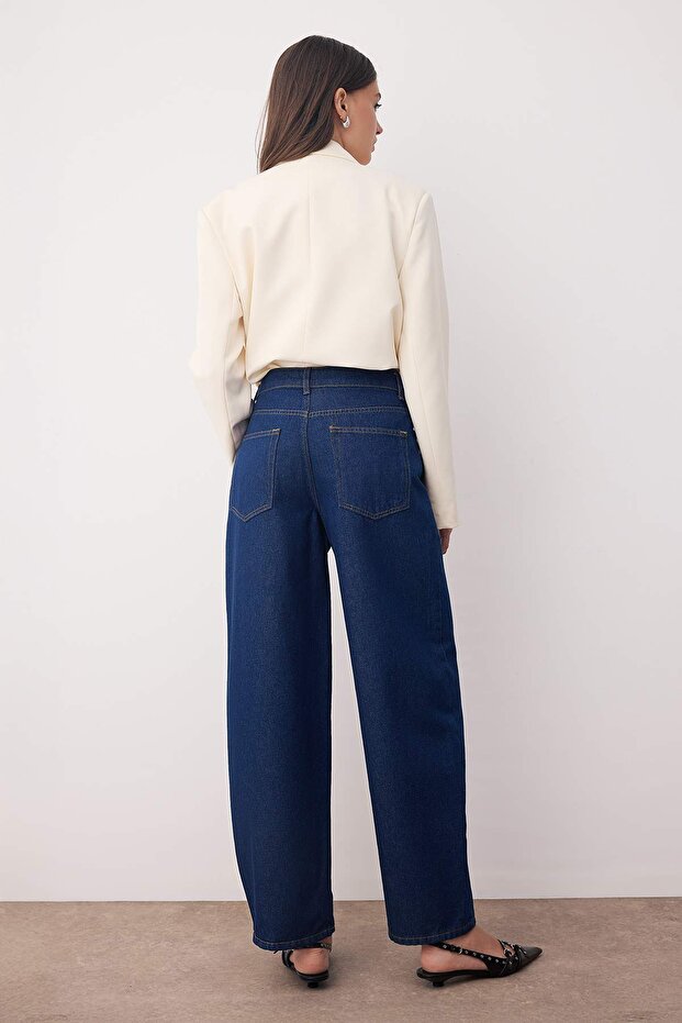 Mavi Yüksek Bel Bol Kesim Barrel Jeans TWOAW26JE00088 - 4