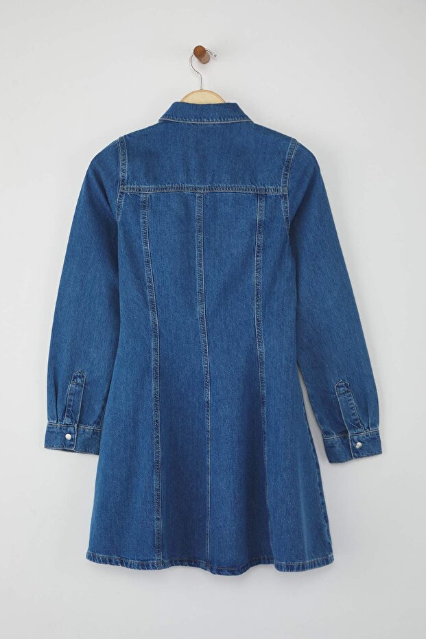 Mavi Mini Denim Gömlek Elbise TWOAW26EL00034 - 6