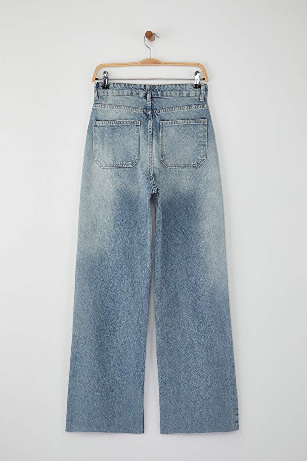 Mavi Paça Kesikli Ekstra Yüksek Bel Geniş Paça Wide Leg Geniş Paça Jeans TWOAW26JE00080 - 6
