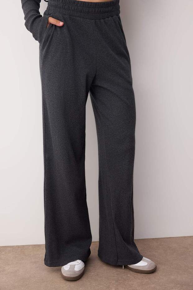 Antrasit Anvelop Wideleg/Geniş Paça Örme Alt-Üst Takım TWOAW26AU00030 - 3