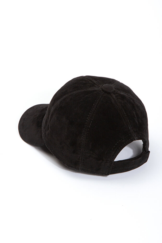 Black Basic Suede Cap Hat - 6