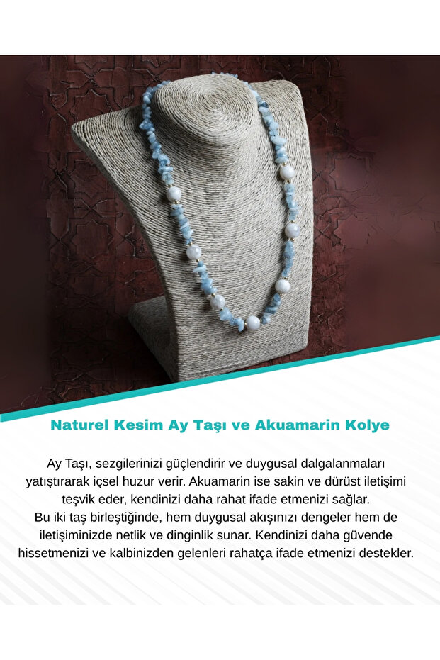 Certified Natural Cut Moonstone and Aquamarine Necklace