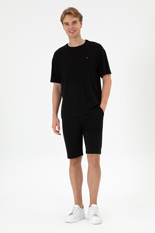 Erkek Siyah Örme Şort 50307310-VR046 - 3