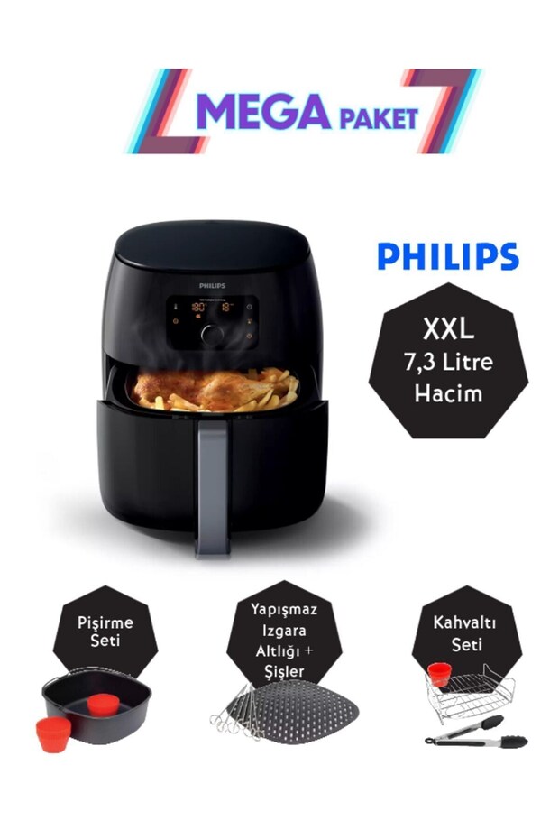 XXL 7.3 Lt Oil-Free Fryer, Grill, Cooker and Breakfast Package, Hd9650