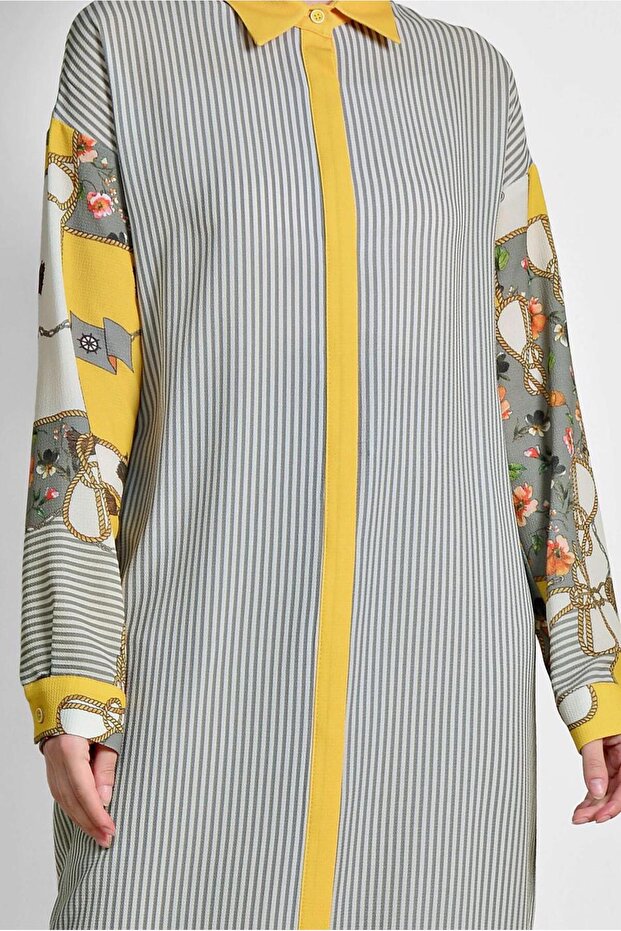 ÇİZGİ VE ÇİÇEK DESENLİ TUNİK 4113 - 4