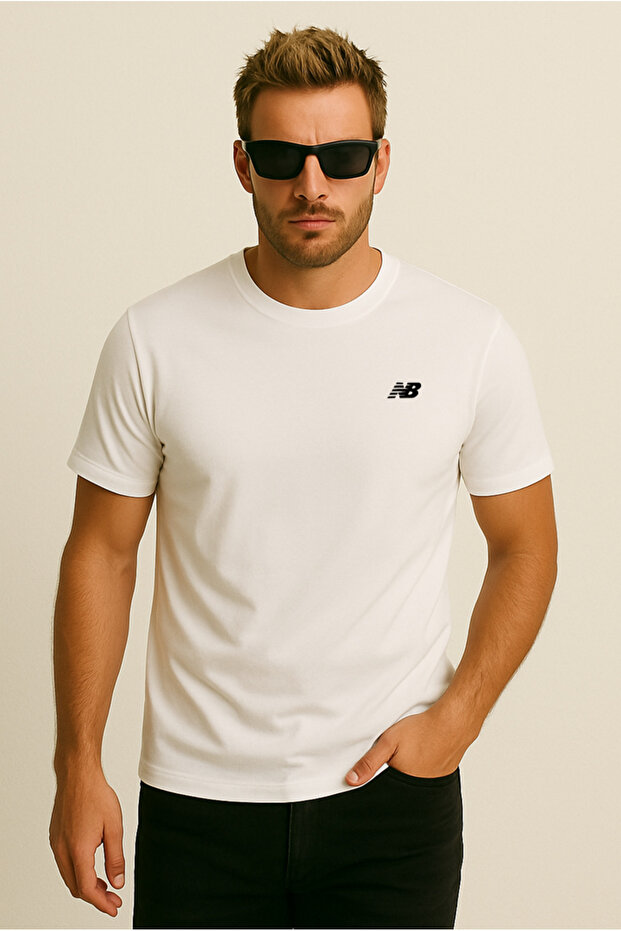 Nb Classic Basic Logo Erkek Beyaz Tshirt - 7
