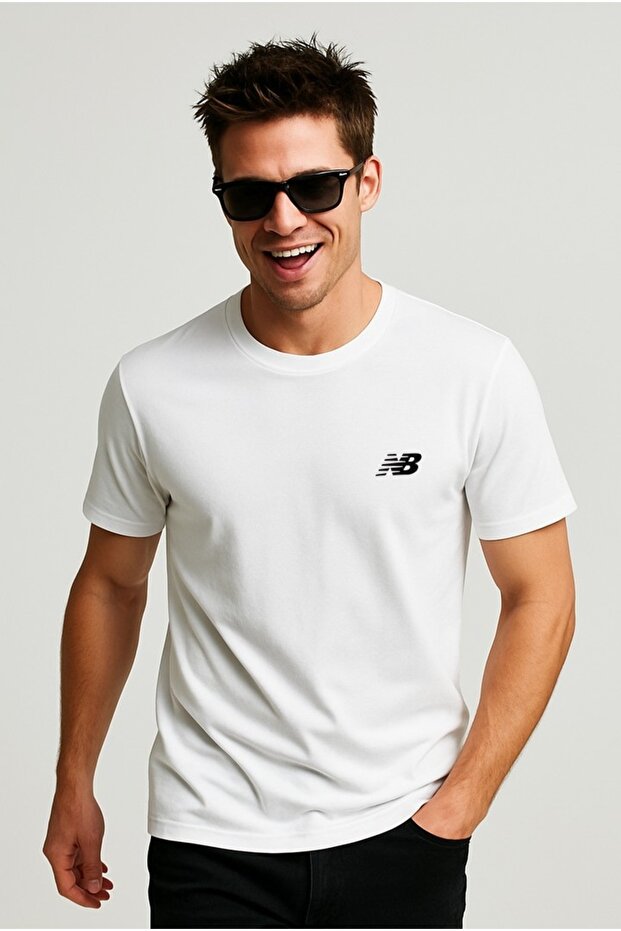 Nb Classic Basic Logo Erkek Beyaz Tshirt - 1