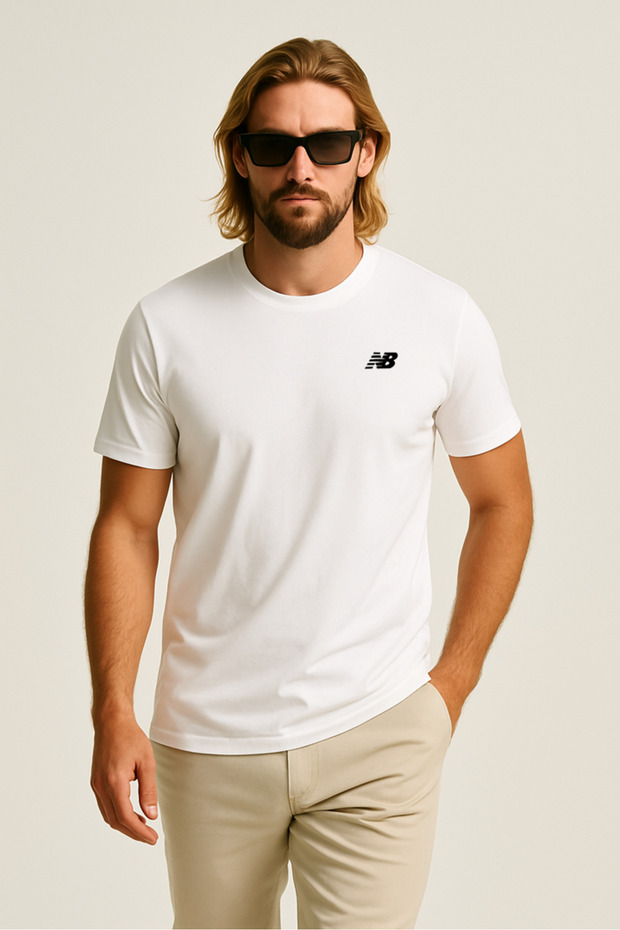 Nb Classic Basic Logo Erkek Beyaz Tshirt - 6