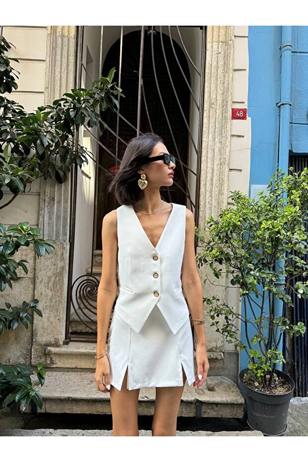 Double Kumaş Kadın Yelek - 2